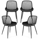 Giantex Black Dining Chairs Set of 4, Modern Kitchen Chairs w/Metal Legs, Cutout Backrest, Curved Seat, Armless Accent Chairs, Indoor Side Chairs for Living Dining Room Home, Load 330 LBS