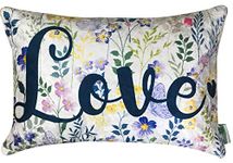 TH TASSELED HOME Crushed Velvet Happy Love Designer Printed Cushion Cover - 12 X 18 Inch Or 30 Cm X 45 Cm, Multicolour (12 X 18 Inches, Love), 400 TC