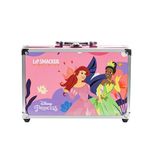 Lip Smacker Disney Princess Traincase, Makeup Set for LittleGirl, 40+ Pieces for Face, Lips, and Nails with Beauty Accessories for Hair and Makeup Included