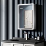 LIGMIRR Bathroom Medicine Cabinet with Lights, 28×20 Inch LED Medicine Cabinet with Mirror, Lighted Medicine Cabinet with Defogger, Dimmer, Digital Clock & Temp Display, Surface Mount