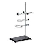 feedal Chemistry Laboratory Retort Stand – Lab Support Stand (21x14cm), 2 Retort Rings (Dia. 5cm/7.3cm), Rod (Length 40cm) and Flask Clamp