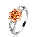 Uloveido 14K Rose Gold Plated Rose Flower Two Tones Ring with Split Shank Infinity Wedding Band Engagement Rings for Women Y812 (Size 6)