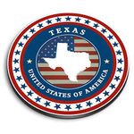 1 x Round MDF Magnet - United States America Texas Flag Map 5496