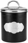 Amici Pet Cavalier Metal Canister Treats Jar, 40 Fluid Ounces, Black and Silver