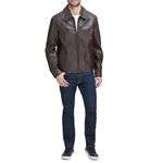 Cole Haan Signature Men's Smooth Lamb Skin Shirt Collar Leather Jacket - brown - XXL