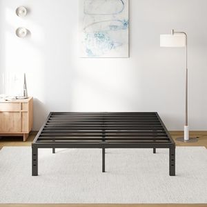 COMASACH Double Bed Frame Heavy Duty,35cm High Black Metal Platform Bed Frame Base,Sturdy Steel Frame, Bed Base Home Bedroom Furniture,Noise-Free,Easy Assembly