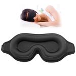 Sleep Eye Mask for Men Women, Lash Extensions 3D Sleeping Mask for Side Sleeper, Blackout Night Blindfold Eye Shade Cover for Travel (Black)