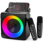 Ankuka Karaoke Machine with Two Wireless Microphones, Portable Karaoke Machine for Adults & Kids and Dynamic Lights, for Girls Boys Home Party (Black)