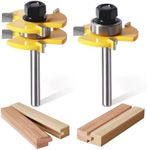 Tongue and Groove Router Bit Set of 2 Pieces,Router Bits 1/4 Shank,3 Teeth Adjustable T Shape Wood Milling Cutter,Router Bits,Lock Miter Router Bit,Shank Router Bit,Tongue and Groove Router Bit