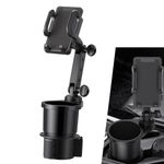 Slykew 1 PC Car Phone Mount, Adjustable Cup Holder, 360 Degrees Rotation Holder Kit, 2-in-1 Car Cup Phone Holder, Long Neck Expander Adapter, Universal for Most Cars, Trucks, SUVs (Black)