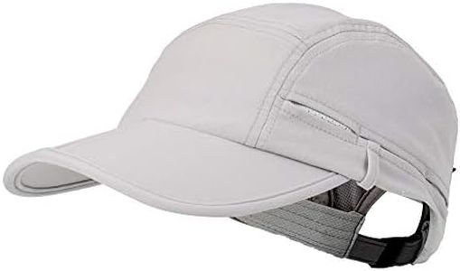 HOSSMOINS UPF 50+ Outdoor Hat Foldable Sports Cap, One Size Fits All Running Cap for Men & Women, Light Gray, One Size