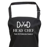 Personalised Dad Apron with Family Name | Gift for Dad Daddy Him | Head Chef Kitchen Cooking Grilling BBQ Bib Aprons | Father’s Day Present