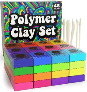 Oven Bake Polymer Clay Set 48 Colors Modeling Clay Sculpting and Starter Bake Clay Kit Baking and Colored Professional Molding Bulk Packs for Making Jewelry, Beads, Earrings, Molds & More