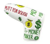 Foretra – Putt for Dough - Money Maker White Golf Putter Headcover Quality PU Leather Magnetic Closure for Blade Style Putters Scotty Cameron Odyssey Taylormade Ping