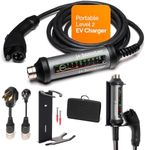 Portable Level 2 EV Charger (240V, 40A) J1772 Charge, Portable Electric Car Charger NEMA 14-50 & 5-15, ETL Certified, IP67, 21ft Cable, Electric Vehicle Charging Station