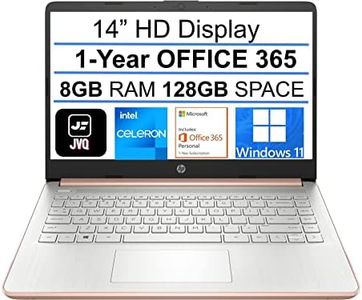 HP 2022 Newest Stream 14 HD Laptop, Intel Celeron N4020(up to 2.8GHz), 8GB RAM, 128GB Space(64GB eMMC+64GB Card), 1-Year Office 365, WiFi, HDMI, USB-C, Webcam, Bluetooth, Windows 11S,Rose Gold+JVQ MP