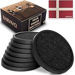 Barvivo Silicone Coasters for Drinks - Set of 8 Modern Bar Coasters with Removable Felt Pad - Durable Drink Coasters for Tabletop Protection - Suitable for Drinks, Coffee & All Table Types - Black