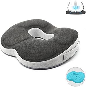 Seat Cushion with Non-Slip Bottom.Memory Foam Pad Donut Cushion for Tailbone and Coccyx Pain Relief,Hemorrhoid Orthopedic Car Seat,Lumbar and Lower Back Pain Support,for Wheelchair,Office Chair(Grey)