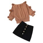 Hopscotch Polycotton Girls Solid Skirt Set In Brown Color For Ages 2-3 Years