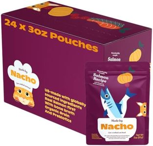 Made by Nacho Wet Cat Food, Cuts in Gravy, Sustainably-Caught Salmon with Bone Broth for Extra Hydration, (24) 3 oz. Pouches, Limited Ingredients