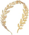 Guqqeuc Bridal Headband Leaf Hairbands for Women Girls Wedding Headpieces for Bridesmaid Bride Greek Goddess Head Bands for Wedding Prom Tiaras for Teen Girls