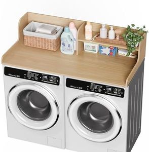 DTK Washer Dryer Wood Countertop with Shelf, 54” Laundry Countertop,Natural