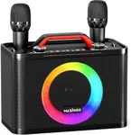 MASINGO New Karaoke Machine for Adults and Kids with 2 Wireless Microphones, Portable Bluetooth Singing Speaker, Colorful LED Lights, PA System, and TV Cable. Sonoro G5