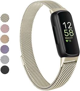 Meliya for Fitbit Inspire 3 Bands Women Men, Stainless Steel Metal Mesh Loop Adjustable Magnetic Wristband Replacement Strap Compatible with Fitbit Inspire 3 Fitness Tracker (Champagne Gold)