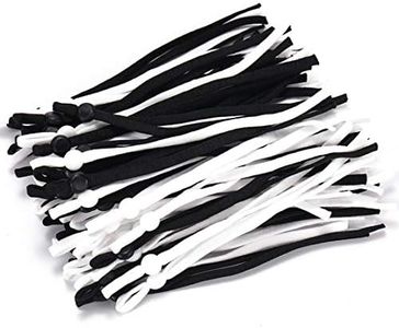 Hollosport 80PCS Extra Long Adjustable Elastic String for Face Masks 1/4 x 6 Inch, Soft Black and White Elastic Cord Ear Loops Straps Bands Ropes with Buckle Adjuster Lock for Craft Sewing