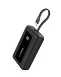 Anker Zolo Power Bank, 20,000mAh 30W High-Speed Portable Charger with Built-In USB-C Cable, 1 USB-C, 1 USB-A, Battery Pack For iPhone 16/16 Plus/16 Pro/16 Pro Max/15 Series, Galaxy, and More