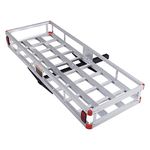 Goplus Hitch Cargo Carrier, Aluminum Hitch Mount Cargo Basket with 500LBS Capacity, Fits 2” Receiver, 60” x 22” x 7” Trailer Hitch Cargo Carrier for Vehicle Car SUV Truck