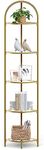 VASAGLE 5-Tier Corner Shelf Stand, Corner Bookshelf, Bathroom Organizer, Plant Stand, Tempered Glass, Steel Frame, Modern Style, for Living Room, Bathroom, Kitchen, Metallic Gold ULGT810A01