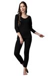 FF Winter Wear Thermal Upper Vest and Bottom Lower Warmer Combo for Women Long Johns Underwear Set Color - Black (Size - Medium)