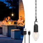 Outdoor Battery Powered Operated Gazebo Hanging Pendant Lights Blub, Brighfivey Rechargeable Chandelier Lanterns for Porch, Perogla, Patio,Tree, Shed, LED RGB 3 Lihting Modes Waterproof Light, 1 Pack