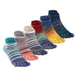 OrrinSports Toe Socks for Men Women Cotton Running Socks Striped Ankle Five Finger Socks 6 Pairs