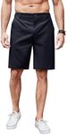 COOFANDY Mens Casual Linen Shorts 7 Inch Inseam Elastic Waist Flat Front Shorts Summer Beach Golf Shorts Navy Blue