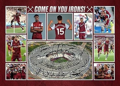 RJR PRINTS West Ham 2023/4 Jugador del Equipo Foto de Montaje A4 multifirmada Impresión preimpresa Autógrafo de Firma Regalo de fútbol