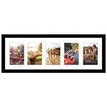 Americanflat 8x24 Collage Picture Frame with Five 4x6 Displays in Black - Composite Wood with Shatter Resistant Glass - Horizontal and Vertical Formats for Wall