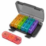 Weekly Pill Box Organiser - Easy to Open 7 Day 3 Times Travel Tablet Box - 7 Inner Pill Cases with Snap Shut Lids Design - Premium Quality Tablet Organiser for Vitamins & Supplements- Majestonic