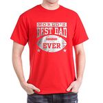 CafePress - World's Best Dad Ever Football - 100% Cotton T-Shirt Red