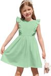 Arshiner 4t Dresses for Girls Ruffle Sleeve Dress for Girls Summer Baby Girl Backless Dresses Girls Green Dress 4t Green Dress Beach Dress for Girls Sage Green Summer Dress