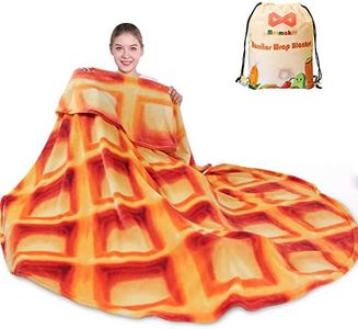 mermaker Waffles Blanket 2.0 Double Sided 71 inches for Adult and Kids, Novelty Realistic Waffles Food Throw Blanket, 285 GSM Soft Flannel Blanket