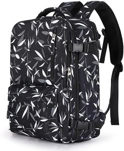 Large Travel Backpack Women, Carry On Backpack,Hiking Backpack Waterproof Outdoor Sport Rucksack Casual Daypack School Bag â€¦, T1-black-leaves, Large, Backpack