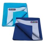 JOYHUB Cotton Dry Sheets for Baby Large Size, Soft Anti-Pilling Extra Absorbent, Waterproof Baby Bed Protector mat, Plastic Bed Sheets for Baby Urine - 140 * 100 Large (Pack of 2) Firozi, Royal Blue