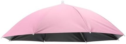 PATIKIL Umbrella Hat, 27 Inch Hands-Free Fishing Umbrella Hat Elastic Headband Folding Sun Rain Cap for Camping Gardening Hiking Farming Beach, Pink