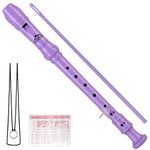 EastRock Soprano Recorder for Beginners Kids, C Key Recorder German Style, Soprano Recorder ABS 3 Pieces with Cleaning Rod Fingering Chart Packing Bag Thumb Rest (Purple)