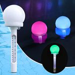 KingSom Pool Thermometer Floating Easy Read, Solar Powered Pool Water Temperature Thermometer with Color Changing Ball Light, Pro Swimming Pool Thermometer, Pond Thermometer for Hot Tub,Spa-1pc