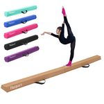 FBSPORT 8ft Balance Beam: Folding Floor Gymnastics Equipment for Kids Adults,Non Slip Rubber Base, Gymnastics Beam for Training, Practice, Physical Therapy and Professional Home Training (Brown, 8.00)