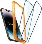 SPIGEN AlignMaster Full Cover for iPhone 14 Pro Screen Protector, Easy Application Auto Alignment Technology Installation Tray Oleophobic Coating 9H Tempered Slim Glass [2-Pack] - Black