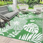 SHACOS Outdoor Rugs for Garden, 150 x 240 cm, Outdoor Rug Waterproof Patio Rug, Reversible Plastic Straw Rug, Garden Rug, UV Resistant Patio Rug for Backyard Deck Beach Picnic Porch (Grass & Green)